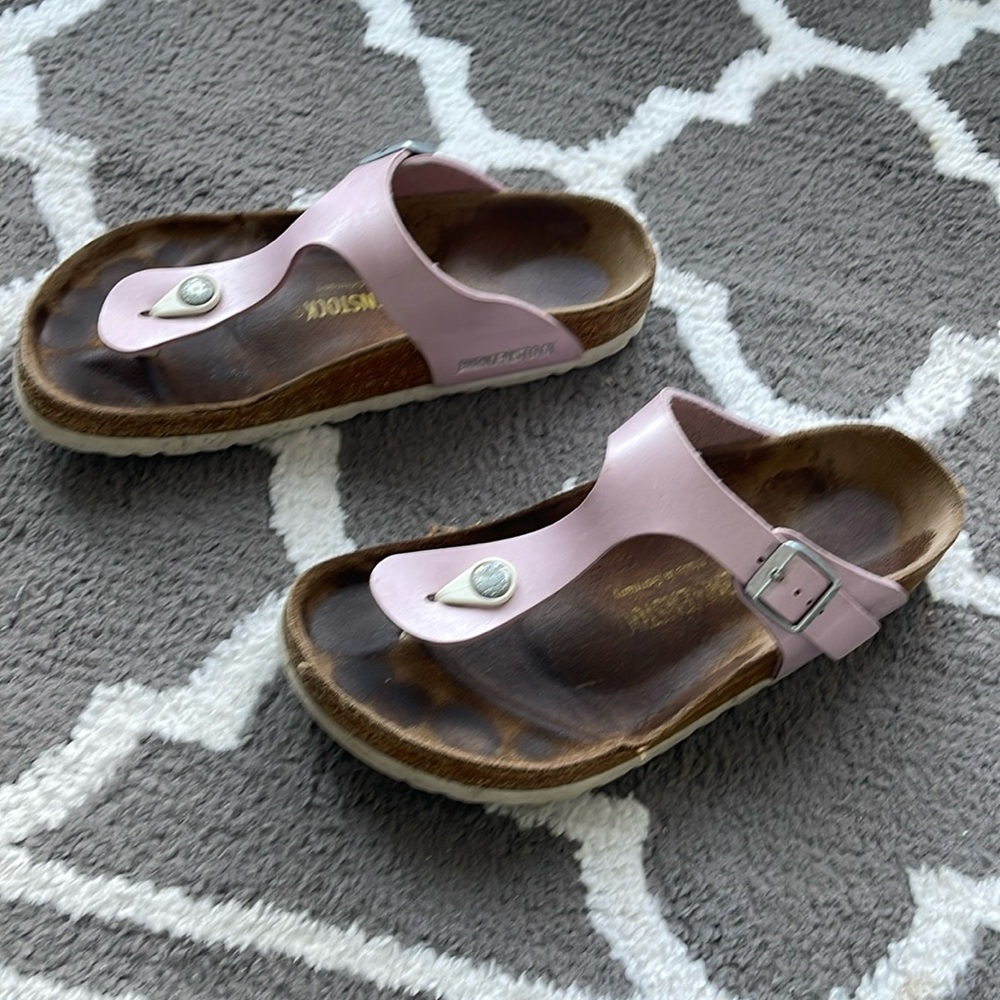 Birkenstock Pink Sandals with Cork Footbed and Adjustable Strap
